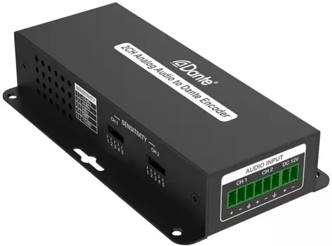 Конвертер INTREND ITDAN-PT2 Аналог - Dante (передатчик), 2 аналоговых входа (6-pin phoenix, балансный/линейный), 1xRJ45(Dante)