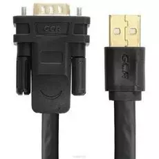 конвертер-переходник GCR GCR-UOC5M-BCG-2.0m , 2.0m плоский, черный, позолоченные коннекторы, 28/26 AWG, USB 2.0 AM / DB9 RS-232 PRO, чипсет PL2303RA