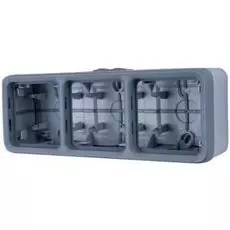 Коробка Legrand 69680 Plexo монтажная 3-ая для наружного монтажа,горизонтальная, IP55 (серая)