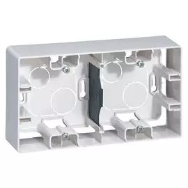 Коробка накладная Legrand 672530 Etika - монтажная, 2 поста, белая