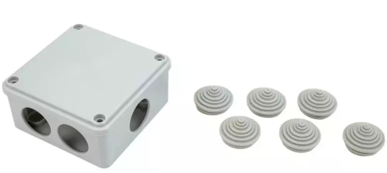 Коробка распределительная IEK UKO11-100-100-045-K41-44 КМ для о/п 100х100х45мм IP44 6 вв. серая