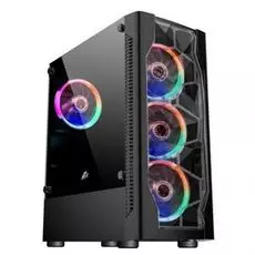 Корпус ATX 1STPLAYER DK D4 D4-BK-4R1 черный, без БП, с окном, 2*USB 2.0, USB 3.0, audio