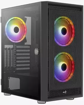 Корпус ATX AeroCool Graphite-G-BK-v2 ACCM-PB24033.11 черный, без БП, боковая панель из закаленного стекла, 2*USB3.0, audio