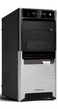 Корпус ATX Crown CMC-SM164 CM000001522 серебристо-черный, без БП, 2*USB 2.0, audio