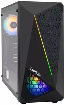 Корпус ATX Exegate EVO-8225-NPX500 EX293014RUS черный, 500W, с окном, 2*USB2.0, 1*USB3.0, 2*120mm fan, с RGB подсветкой