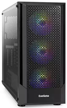 Корпус ATX Exegate EVO-8227 EX296352RUS черный, БП 500W, боковая панель из закаленного стекла, USB 3.2, 2*USB 2.0, audio