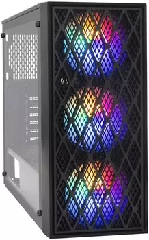 Корпус ATX Exegate EVO-8243 EX292859RUS черный, без БП, с окном, 2*USB, USB3.0, 3*120mm fan, с RGB подсветкой