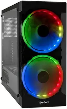 Корпус ATX Exegate i3 MATRIX-PPH600 EX295109RUS черный, БП 600W, боковая панель из закаленного стекла, USB 3.2, 2*USB 2.0, audio