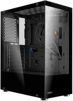 Корпус ATX Ginzzu CL100 без БП, боковая и фронтальная панель из закалённого стекла, 2*USB 2.0, USB 3.0
