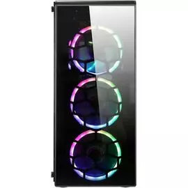 Корпус ATX HIPER HG300 TWILIGHT черный, без БП, боковая панель из закаленного стекла, USB 3.0, 2*USB 2.0, audio