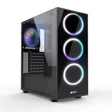 Корпус ATX HIPER SR-3RGB закаленное стекло, RGB fan 4x120 мм, 1xUSB, HD Audio, чёрный