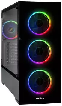 Корпус eATX Exegate i3 MAX-PPH600 EX295115RUS черный, БП 600W, боковая панель из закаленного стекла, USB 3.2, 2*USB 2.0, audio