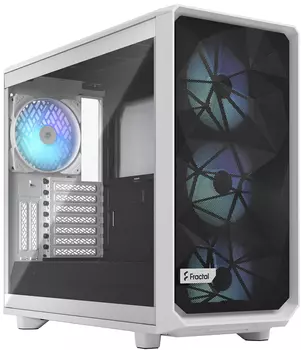 Корпус eATX Fractal Design Meshify 2 RGB White TG Clear Tint белый, без БП, панель из закаленного стекла, USB Type-C, 2xUSB 3.0, audio
