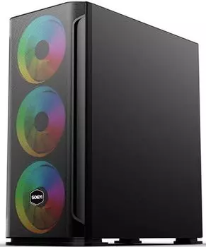 Корпус eATX SOEYI AX1-B10 без БП, боковая панель из закалённого стекла, 2*USB 2.0, USB 3.2
