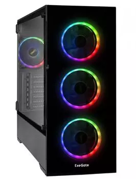 Корпус Exegate i3 MAX EX296081RUS черный, БП 800W, боковая панель из закаленного стекла, USB 3.2, 2*USB 2.0, audio