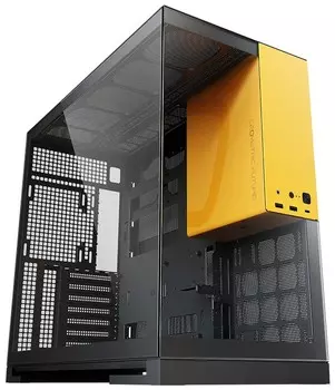 Корпус eATX Geometric Future Model 5 черно-желтый, без БП, боковая панель из закалённого стекла, 2*USB 3.0, USB Type-C