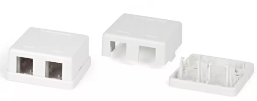 Корпус Hyperline SBB1-2-WH настенной розетки для установки 2-х вставок типа Keystone Jack, белый