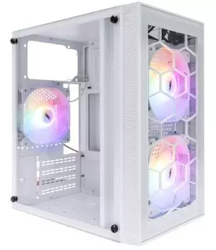 Корпус mATX 1STPLAYER FIREBASE X1 X1-WH-3F1-W белый, без БП, окно из закаленного стекла, USB 3.0, USB 2.0, audio