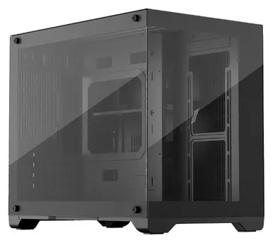 Корпус mATX 1STPLAYER MEGAVIEW MV6-T MV6-TP-BK черный, без БП, боковая и передняя панели из закаленного стекла, 2*USB 3.0, audio