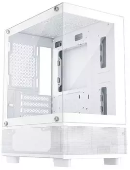 Корпус mATX 1STPLAYER Mi2-A-WH-2F1R-W-1F1-W белый, без БП, боковая панель из закаленного стекла, USB3.0, USB2.0, HD audio