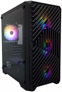 Корпус mATX 1STPLAYER TRILOBITE T5 T5-BK-4F1 черный, без БП, боковая панель из закаленного стекла, 2*USB 3.0, USB 2.0, audio