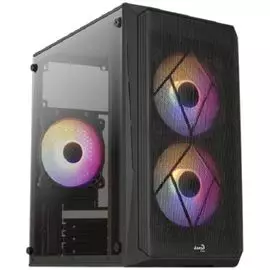 Корпус mATX AeroCool Cs-107-A-BK-v2 4710562759389 черный, без БП, акриловая боковая панель , USB 3.0, USB 2.0, audio