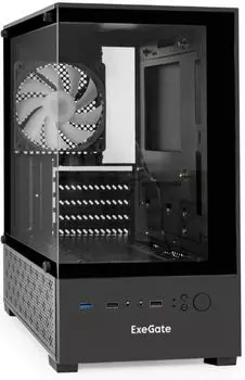 Корпус mATX Exegate i3 SEA EX298221RUS без БП, боковая и фронтальная панель из закалённого стекла, USB 3.0