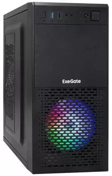 Корпус mATX Exegate mEVO-7807-NPX450 EX292983RUS черный, 450W, USB2.0, 1*USB3.0, 120mm fan, с RGB подсветкой