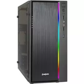 Корпус mATX Exegate mEVO-9301 EX283752RUS minitower, 600NPX, 120mm, с окном, 2*USB+1*USB3.0, HDAudio, black-RGB light