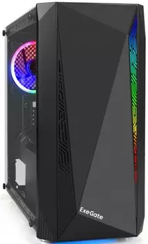 Корпус mATX Exegate Mistery R2 EX294472RUS черный, БП 400W, боковая панель - закаленное стекло, 2*USB+1*USB3.0, аудио