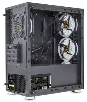 Корпус mATX Exegate Mistery X2 EX294482RUS черный, БП 500W, боковая панель из закаленного стекла, USB 3.2, 2*USB 2.0, audio