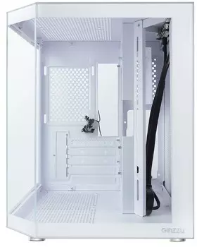 Корпус mATX Ginzzu V220 без БП, боковая и фронтальная панель из закалённого стекла, USB 3.0, USB 2.0