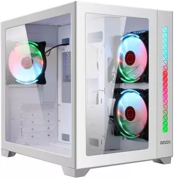 Корпус mATX Ginzzu V450 без БП, боковая и фронтальная панель из закалённого стекла, USB 2.0, USB 3.0