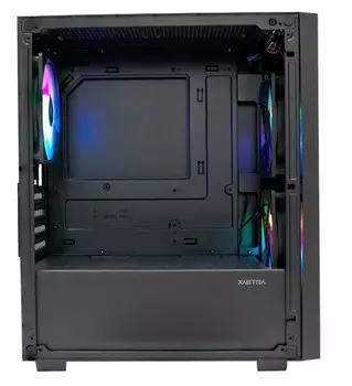 Корпус mATX Xastra A306M 3FRGB Black без БП, боковая панель из закалённого стекла, 2*USB 2.0, USB 3.0