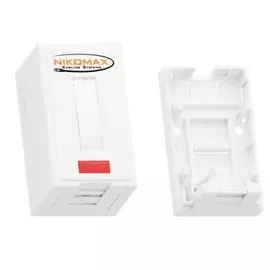 Корпус NikoMax NMC-MB1P-ST-WT настенной розетки, 1 порт, под модули-вставки типа KeyStone, со шторкой, белый