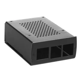 Корпус Qumo RS035 Aluminium Case for Raspberry Pi 4, black, перфорированный с доп.креплением