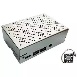 Корпус Qumo RS046 Aluminium Case for Raspberry Pi 4, перфорированный, вентилятор в комплекте
