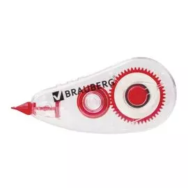 Корректор BRAUBERG Red Power BRAUBERG 220641 лента, 5 мм х 6 м, корпус прозрачный, механизм перемотки, европодвес