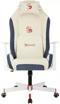 Кресло A4Tech Bloody GC-830 игровое, белое с подголов. крестов. пластик белый пластик черный/белый