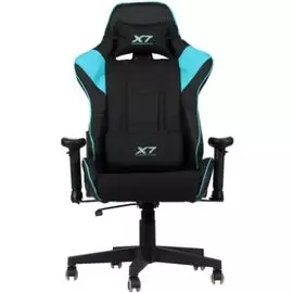 Кресло игровое A4Tech X7 GG-1100 крестовина пластик, текстиль/эко.кожа, цвет: черный/голубой