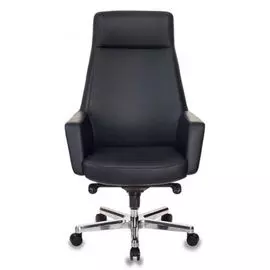 Кресло Бюрократ _Antonio черный, кожа, крестовина алюминий