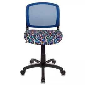 Кресло Бюрократ CH-296 черное/синее/карандаши, спинка сетка