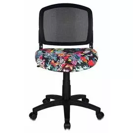 Кресло Бюрократ CH-296NX черное/черепа, спинка сетка