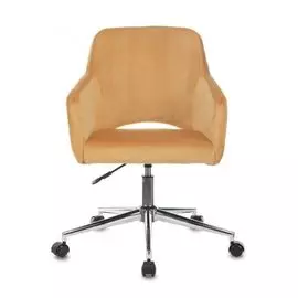 Кресло Бюрократ CH-380SL/MUSTARD крестовина металл хром, велюр, цвет: горчичный