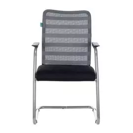 Кресло Бюрократ CH-599AV/32G/TW-11 полозья металл металлик, сетка/ткань, цвет: серый/черный