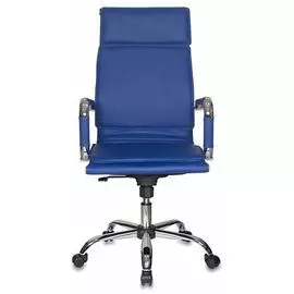 Кресло Бюрократ CH-993 синее, искусственная кожа, крестовина хром
