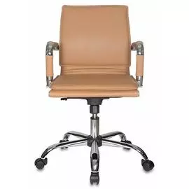 Кресло офисное Бюрократ CH-993-LOW светло-коричневое, искусственная кожа, низкая спинка, крестовина
