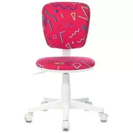 Кресло Бюрократ CH-W204NX/STICK-PK детское, крестовина пластик белый, ткань, цвет: малиновый