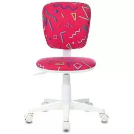 Кресло Бюрократ CH-W204NX/STICK-PK детское, крестовина пластик белый, ткань, цвет: малиновый
