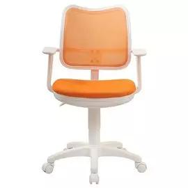 Кресло Бюрократ CH-W797 оранжевое/оранжевое, спинка сетка, пластик белый
